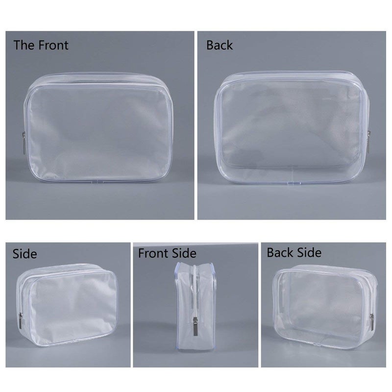 BEFORYOU 6 Pack Clear Toiletry Carry Pouch with Zipper Portable Plastic Waterproof Cosmetic Bag TSA Approved for Vacation Travel Bathroom and Organizing (White, Small) - Image 3